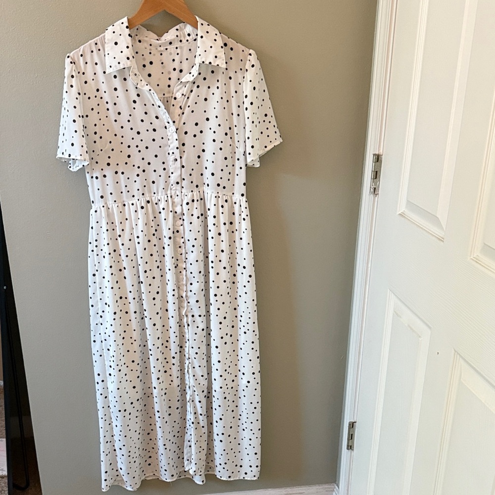 Polka Dot Button-Up Dress